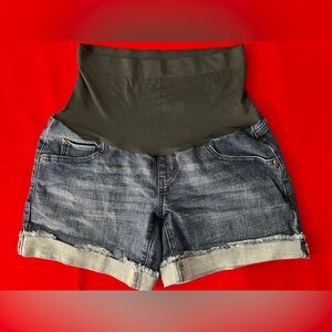 Sonoma Women's Maternity Denim Blue Cuffed Shorts Size 4 Cotton Spandex